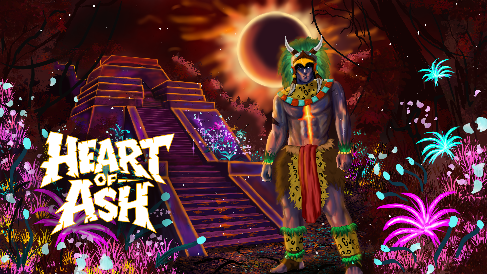 Titelbild von Heart of Ash mit Totō vor einer Tempelanlage während einer Sonnenfinsternis